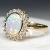 Natural Australian Solid Opal and Diamond Gold Ring - Size 7 Code - RL49