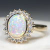 Natural Australian Solid Opal and Diamond Gold Ring - Size 7 Code - RL49