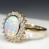 Natural Australian Solid Opal and Diamond Gold Ring - Size 7 Code - RL49