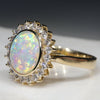 18k Gold-Natural White Opal- Natural Diamonds