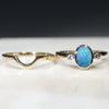 10k Gold Wedding Band-Solid Boulder Opal- Natural Diamonds-10k Gold Engagement Ring