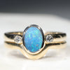 Australian Solid Opal & Diamond Gold Engagement and Wedding Ring Set - Size 7 US Code DWB3
