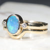 Australian Solid Opal & Diamond Gold Engagement and Wedding Ring Set - Size 7 US Code DWB3
