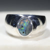 Natural Australian Boulder Opal Silver Men's Ring
