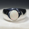 Australian Solid White Opal Silver Mens Ring
