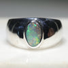 Natural Boulder Opal Silver Mens Ring