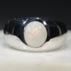 Natural Australian White Opal Silver Men's Ring