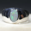 Solid Lightning Ridge Opal Silver Mens Ring
