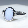 Australian Solid Boulder Opal and Diamond Silver Ring - Size 8 Code - RS73