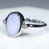 Australian Solid Boulder Opal and Diamond Silver Ring - Size 8 Code - RS73