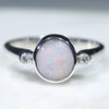 Natural Australian Solid Opal Silver and Diamond Ring