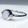 Australian Solid Boulder Opal and Diamond Silver Ring - Size 6.25 Code - RS64