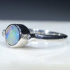 Australian Solid Boulder Opal and Diamond Silver Ring - Size 6.5 Code - RS87