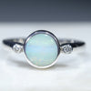 Sterling Silver- Solid Boulder Opal- Natural Diamonds