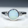 Australian Solid Boulder Opal and Diamond Silver Ring - Size 7.5 Code - RS82
