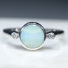 Australian Solid Boulder Opal and Diamond Silver Ring - Size 7.5 Code - RS82