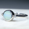 Australian Solid Boulder Opal and Diamond Silver Ring - Size 7.5 Code - RS82
