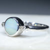 Australian Solid Boulder Opal and Diamond Silver Ring - Size 7.5 Code - RS82