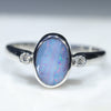 Australian Solid Boulder Opal and Diamond Silver Ring - Size 6.5 Code - RS44