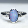 Natural Boulder Opal Silver and Diamond Ring