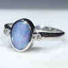 Australian Solid Boulder Opal and Diamond Silver Ring - Size 6.5 Code - RS44