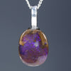 Natural Australian Boulder Opal Silver Pendant