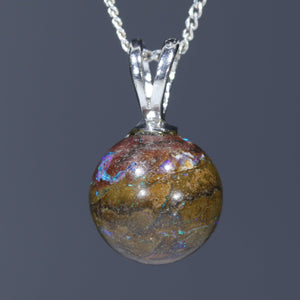 Natural Opal Matrix Silver Pendant