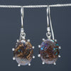 Natural Australian Boulder Matrix Opal Silver Earrings