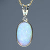 Natural Australian Crystal  Opal and Diamond Gold Pendant (11.5mm x 7mm) Code -GPA163