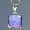 Natural Australian Boulder Opal and Diamond Gold Pendant (10mm x 10mm) Code -GPA168