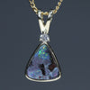 10k Gold and Natural Boulder Opal Pendant with Diamond