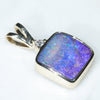 Natural Australian Boulder Opal and Diamond Gold Pendant (10mm x 10mm) Code -GPA168