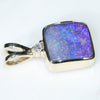 Natural Australian Boulder Opal and Diamond Gold Pendant (10mm x 10mm) Code -GPA168
