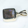 Natural Australian Boulder Opal and Diamond Gold Pendant (10mm x 10mm) Code -GPA168