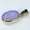 Natural Australian Boulder Opal Gold Pendant (12mm x 8mm) Code -GPA199J