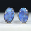 Natural Australian Solid Boulder Opal Silver Studs