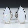 Natural Australian Solid White Opal Silver Studs