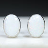 South Australian Solid White Opal Silver Studs