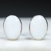 South Australian Solid White Opal Silver Studs