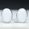 Natural Australian White Opal Silver Stud Earring (10mm x 7.5mm) Code -SE331