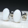 Natural Australian White Opal Silver Stud Earring (10mm x 7.5mm) Code -SE331