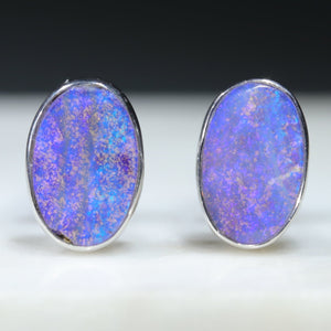 Natural Australian Solid Boulder Opal Studs