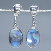 Natural Australian Solid Boulder Opal Silver Drop Earring Studs