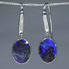 Natural Australian Solid Boulder Opal Silver Earrings