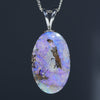 Natural Australian Solid Boulder Opal Silver Pendant