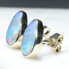 Natural Australian Boulder Opal Gold Earring Studs (10 x 6.5mm)  Code GE51