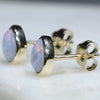Natural Australian Boulder Opal Gold Earring Studs (5 x 4mm) Code GE58