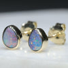 10k Gold- Solid Boulder Opal- Small Stud Design