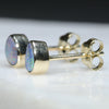 Natural Australian Boulder Opal Gold Earring Studs (4 x 3mm) Code GE62
