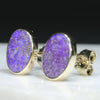 Natural Australian Boulder Opal Gold Earring Studs (9 x 7mm) Code GE52